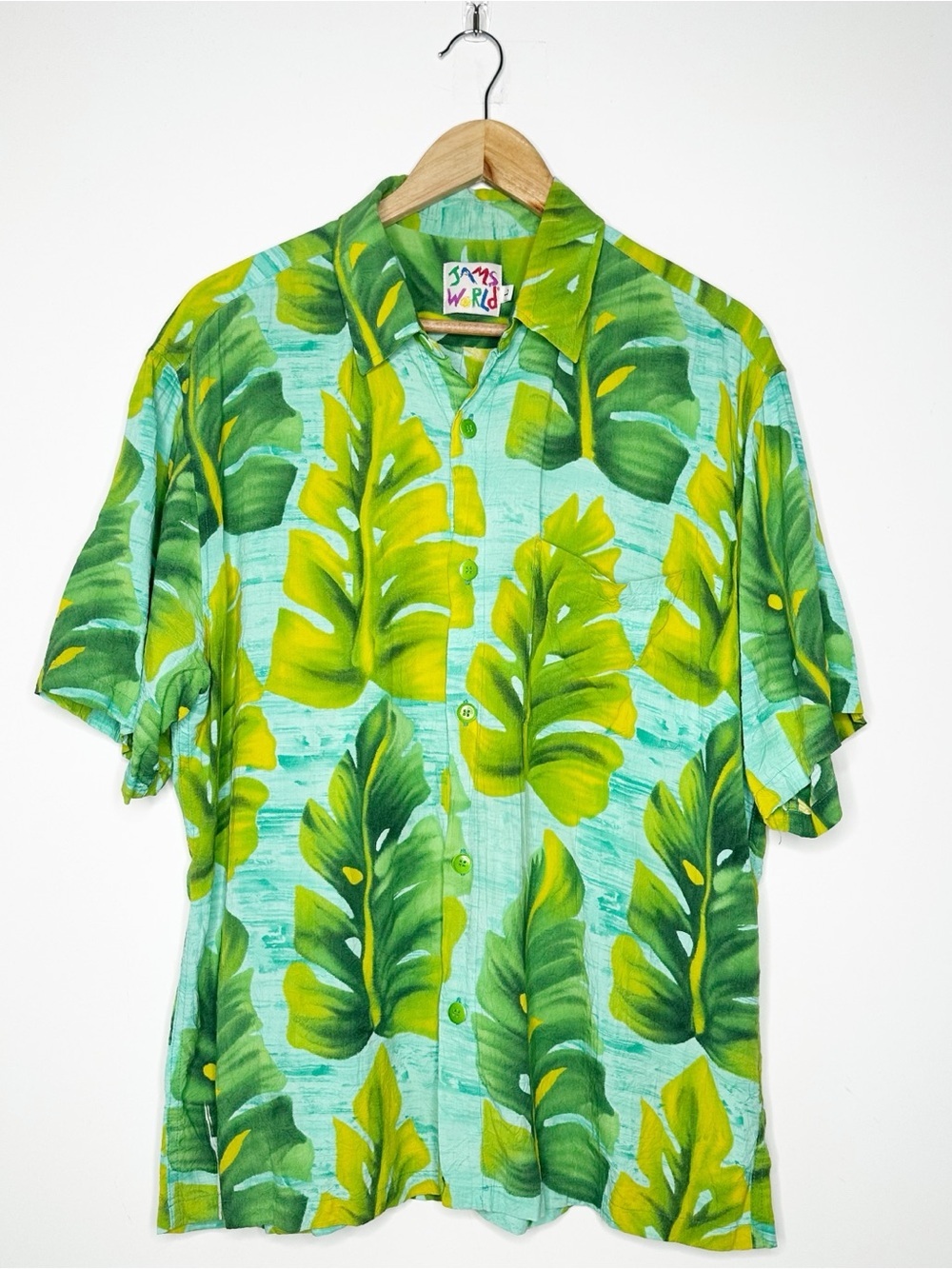 Jams World Vintage Monstera Hawaiian Men’s Camp Shirt Size Large